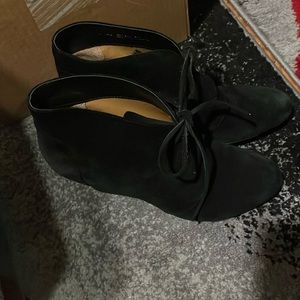 Black Suede Via Spiga wedge ankle boots size 8.